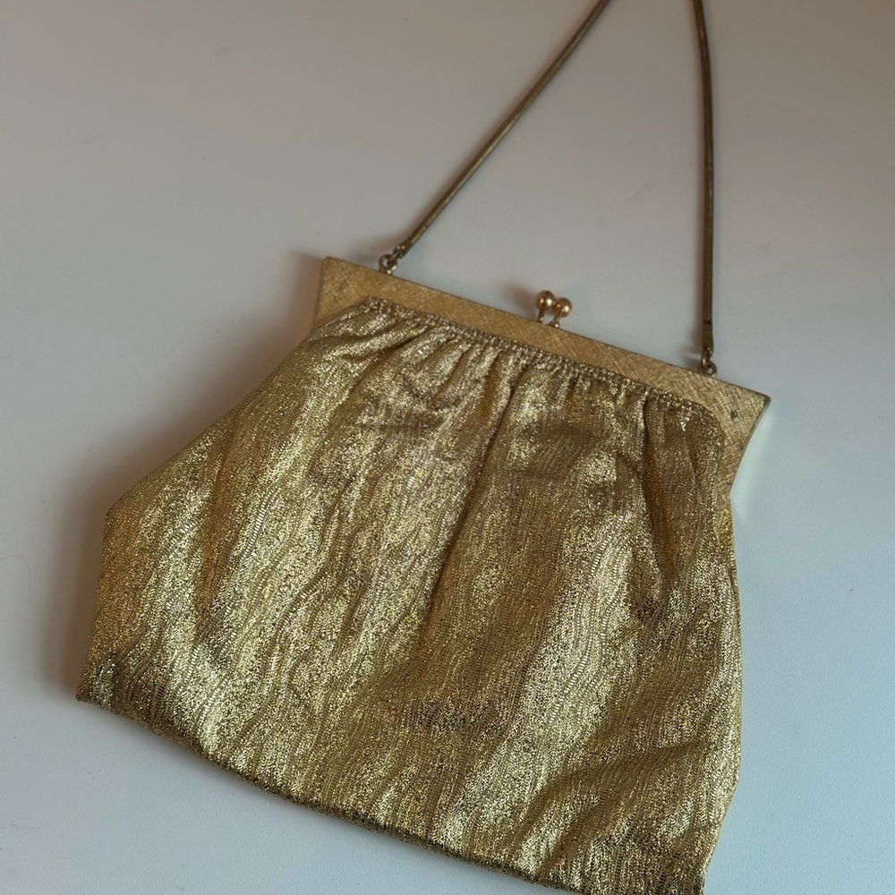 Vintage 1960s Metallic Gold Handbag